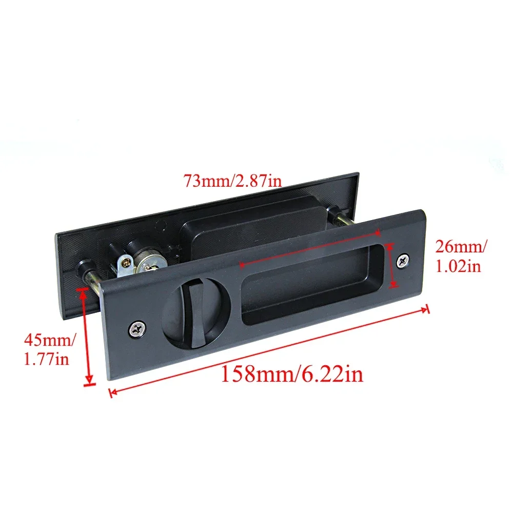 6.3" Black Invisible Recessed Handle Latch with Keys Interior Pocket Door Lock Sliding Barn Door Lock Furniture Hardware