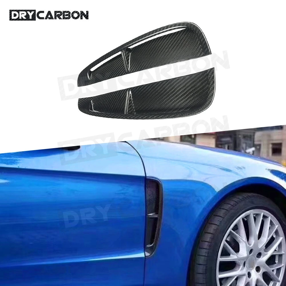 

2Pcs Dry Carbon Fiber Front Fender Side Air Vent Sticker For Porsche Panamera 971 2017 2018 2019 Car Bodykit Trims Accessories