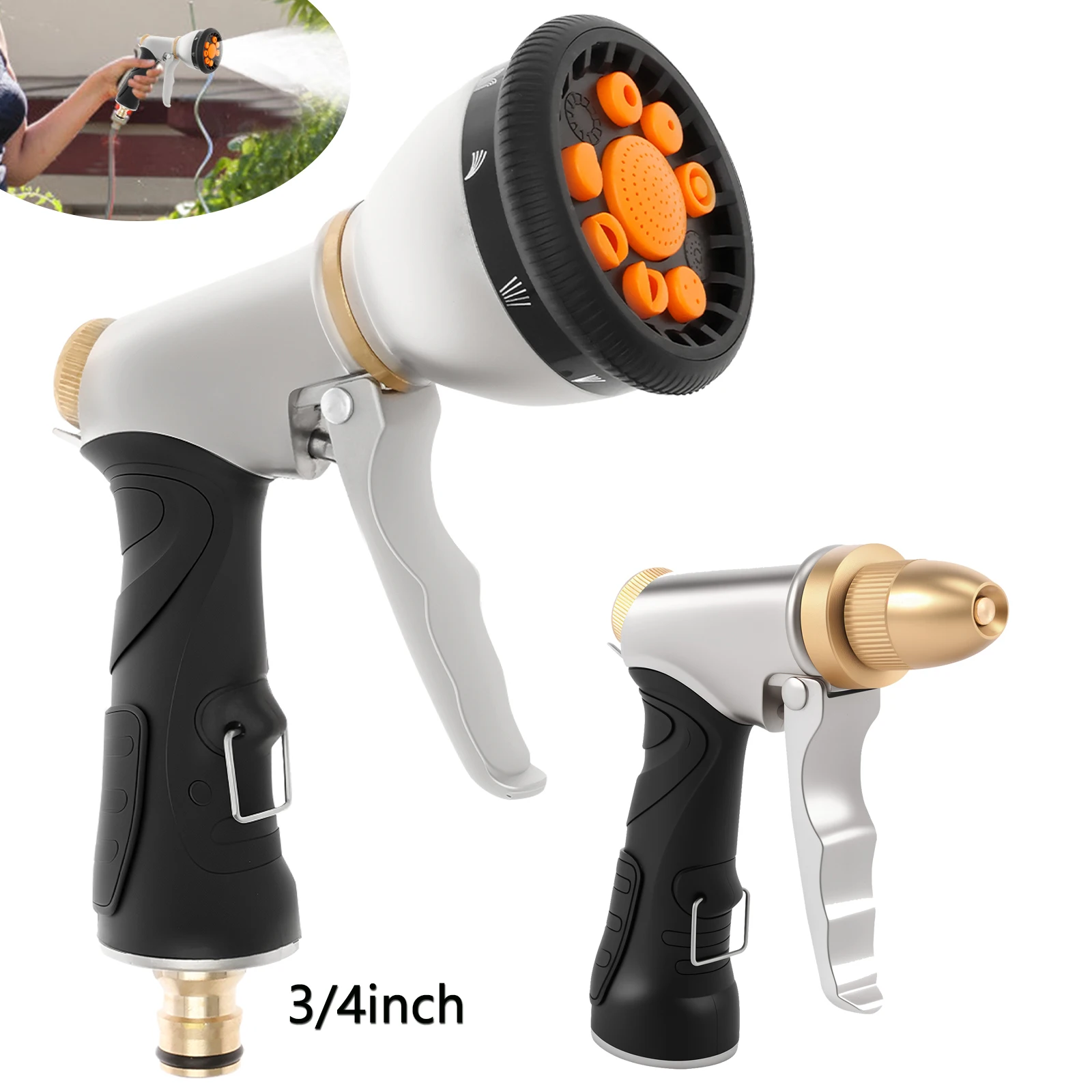 

Garden Hose Nozzle Hose Sprayer Nozzle with 9 Spray Patterns Heavy Duty High Pressure Water Hose Nozzle Watering Plants and Lawn