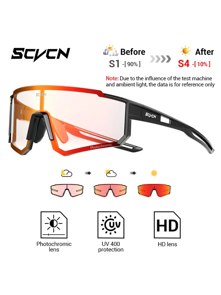 

SCVCN Photochromic Sunglasses Outdoor Sports Bike Cycling Glasses Man MTB Climbing Glasses Women Driving Bicycle Eyewear New