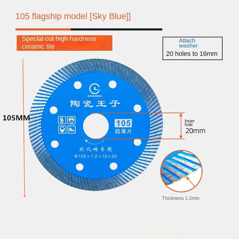 Specjalne ostrze tnące do płytek ceramicznych 105 mm ultracienkie brzeszczoty diamentowe z tektury falistej ceramiczny kamień szlifierki kątowej
