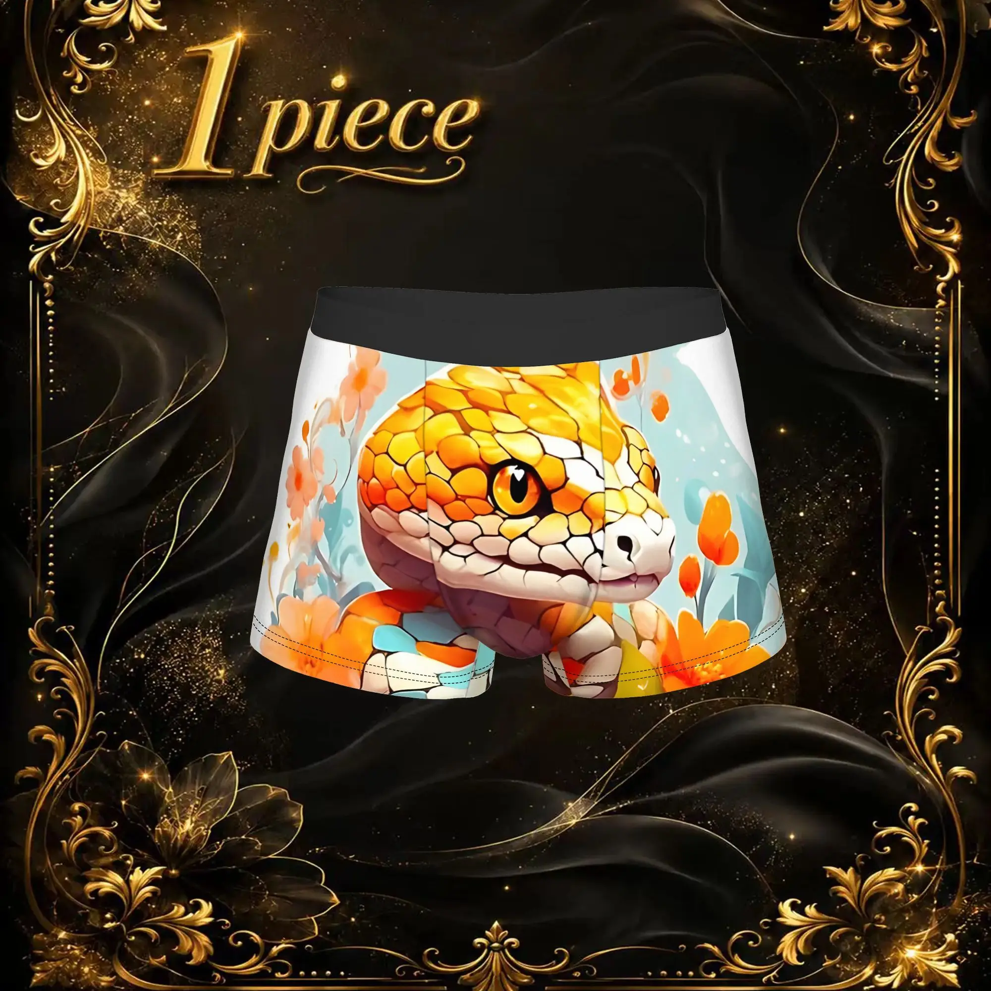 1pc Fashion Orange Snake Apron Underpants Breathbale Panties Male Underwear Suitable Shorts Boxer Briefs