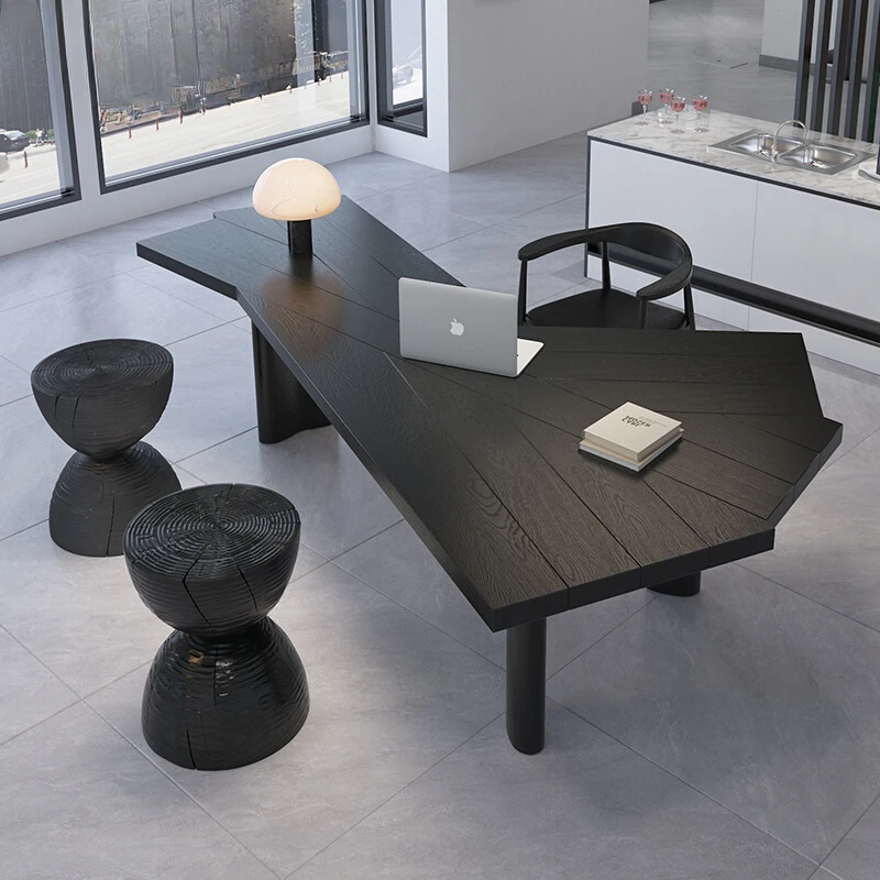 

Luxury Aesthetic Black Table Work Big Matt Modern Executive Wooden Computer Desks Reception Reading Escritorio Office Furniture