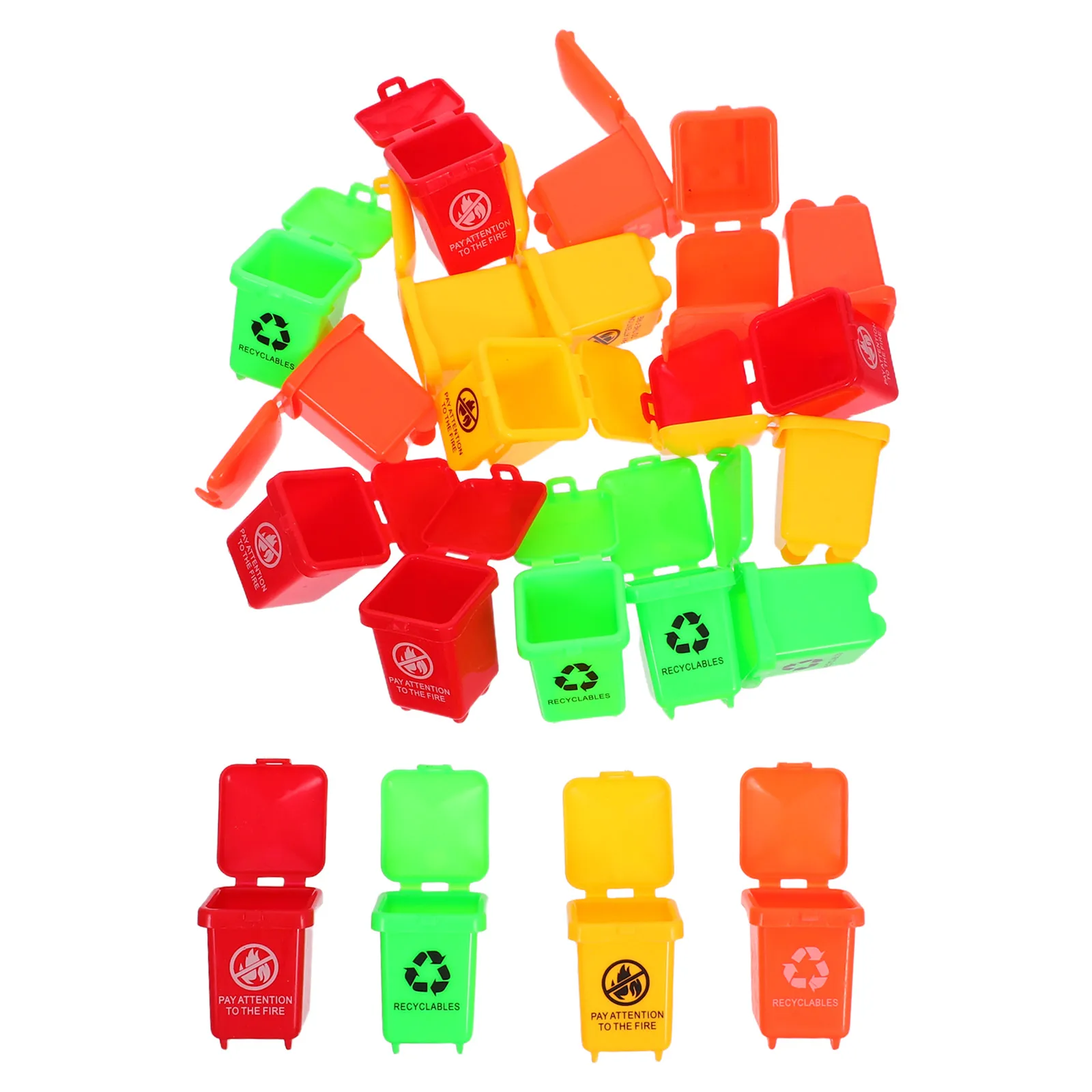 

20pcs Realistic Mini Trash Cans Kids Simulated Garbage Bin With Lid For Dollhouse Pretend Lightweight Plastic