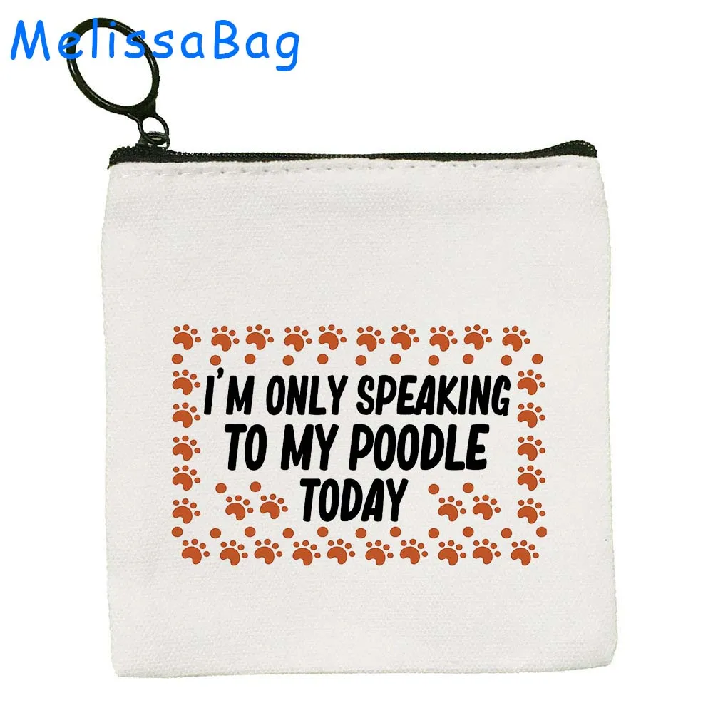 Bolsa de moedas de lona com bolsa com zíper, Saco chave, Carteira de cartão, Presentes adoráveis, Melhor Poppy Cute Poodle Dog Lover