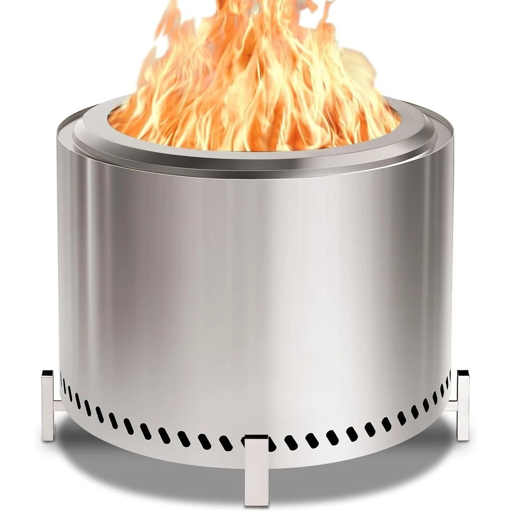 

20in Outdoor Wood-Burning Fire Pit with Stand, Second Combustion System, Ideal for Patio Gatherings and Family BBQs