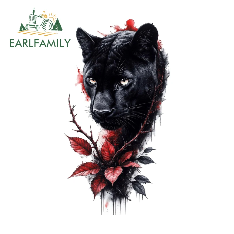 EARLFAMILY Black Leopard Car Stickers Personality Rearview Mirror Luggage Animal Truck Decal Windows Vinyl JDM Toolbox Car Goods