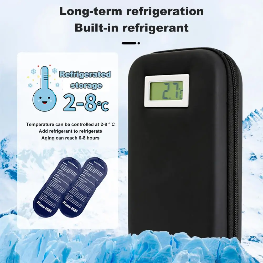 Insulin Cooler Travel Case with Thermometer Display Medication Diabetic Cooler Refrigerated Medicine Organizer Bag