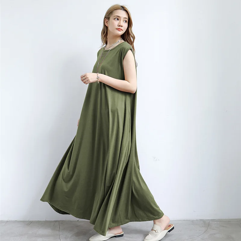 

2022 Summer New Fashion Comfortable Casual Japanese Loose Skirt Short Sleeve Sleeveless Dress Boutique Clothing Simple Style