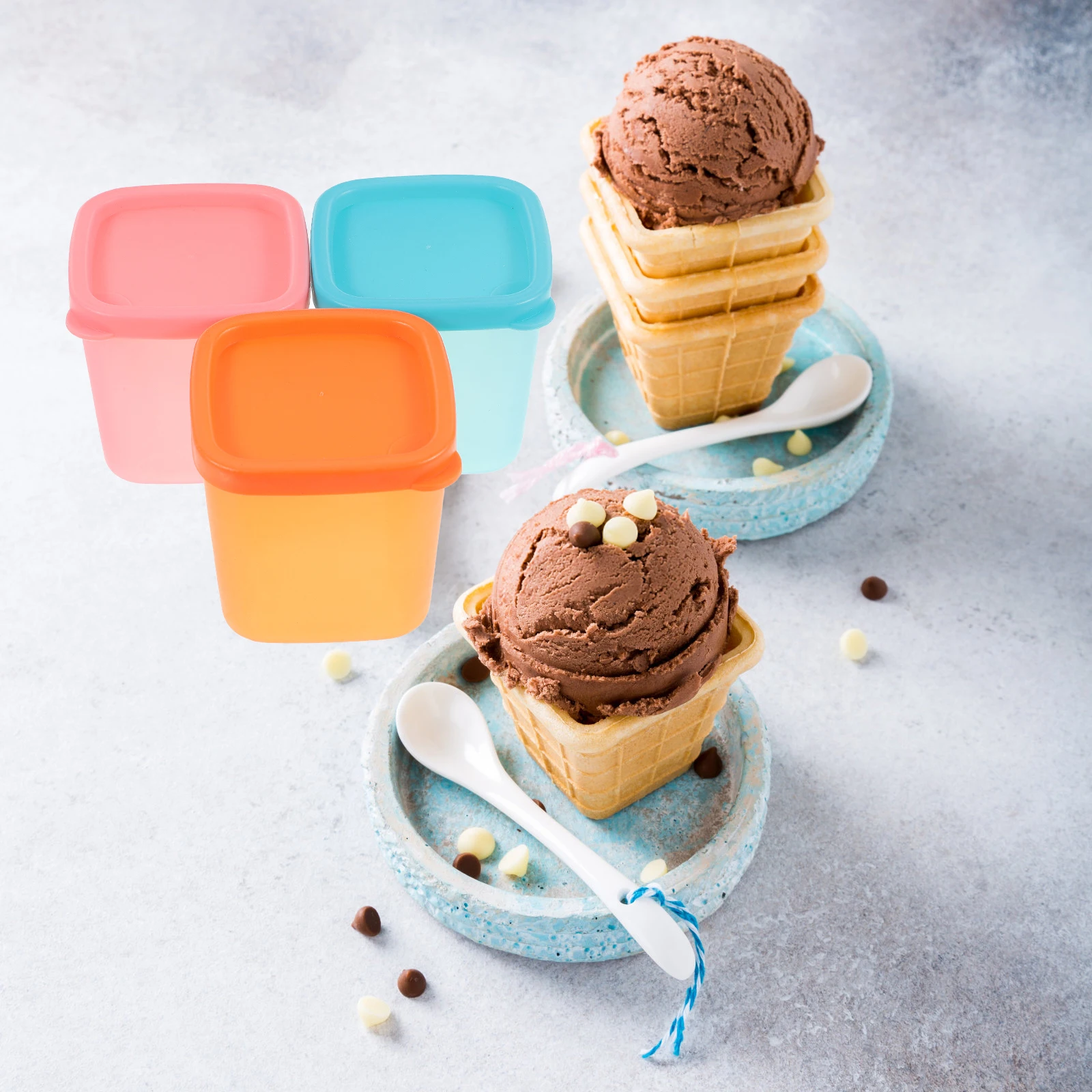 

3pcs Boxes Containers Ice Cream Storage Keeper Reusable Food Grade Kitchen ganizer Storage Box for Home Cake Shop