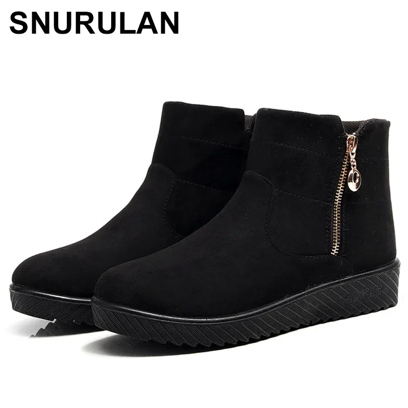 SNURULAN new winter women warm ankle boots antislip zipcode snow boots women winter shoes autumn boots plus size35-41E237