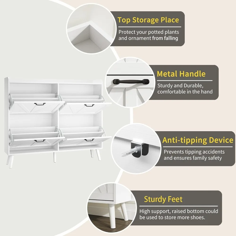 4개의 서랍이 있는 현관용 공간 절약형 신발 수납장