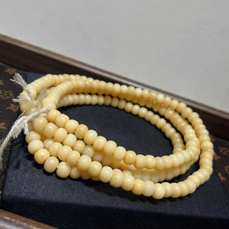 

Smooth Natural Color Old Style Beads Long 108 Bone Bracelet