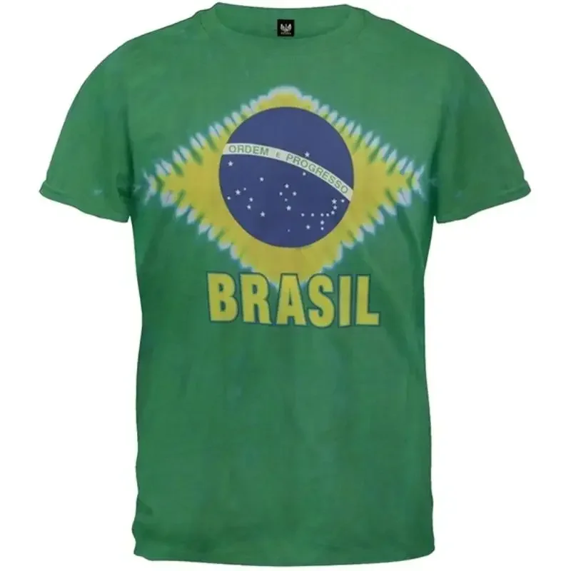 Brazilian Flag Tie Dye Adult Mens T Shirt