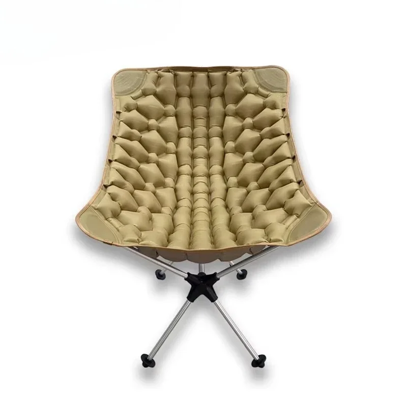 

New portable inflatable camping chair with air seat and backrest for cold weather camping moon chair with aluminum pole