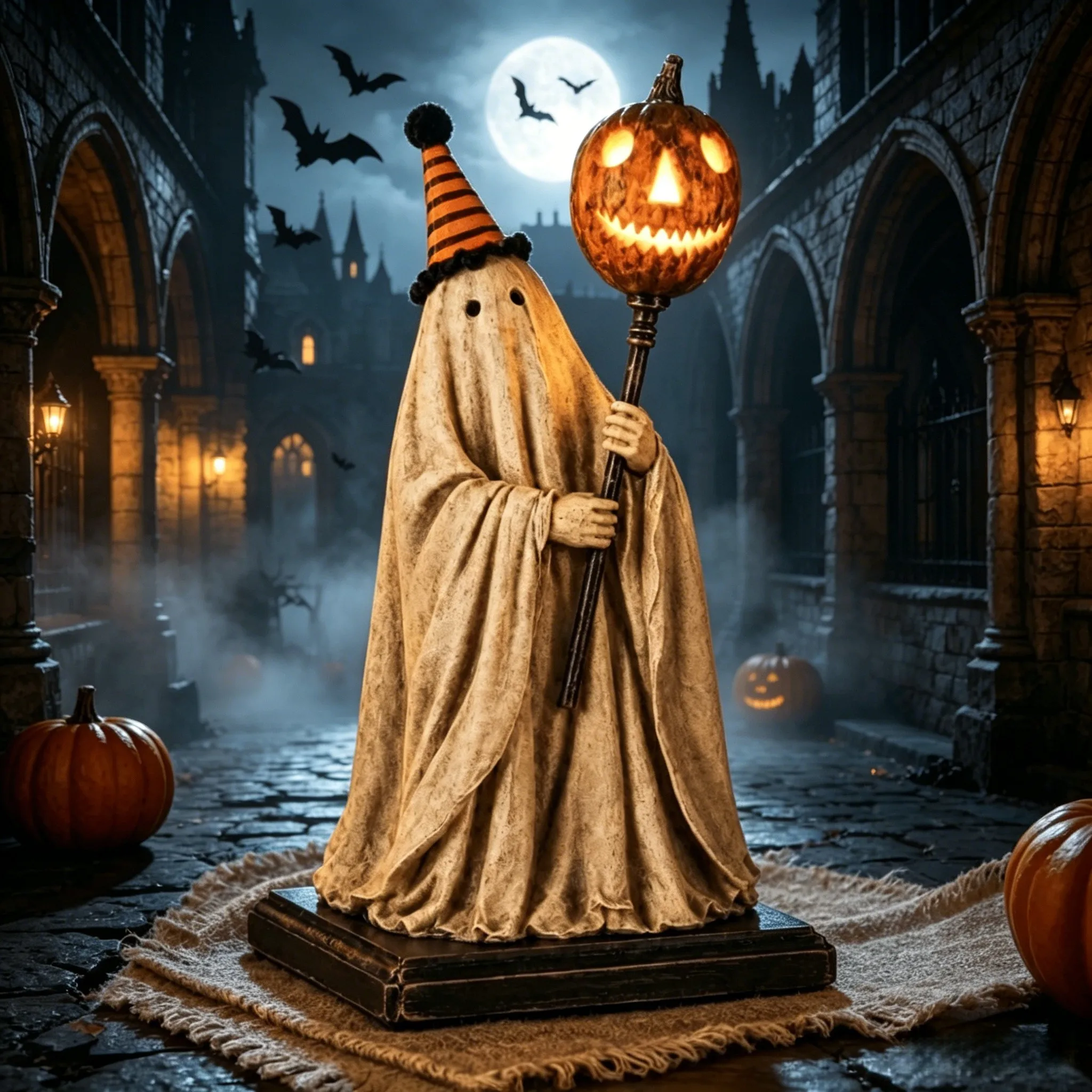 Lighted Halloween Prop Glowing Pumpkin Staff Sturdy Resin Construction Compact Lightweight Design Charming Glowing Effect