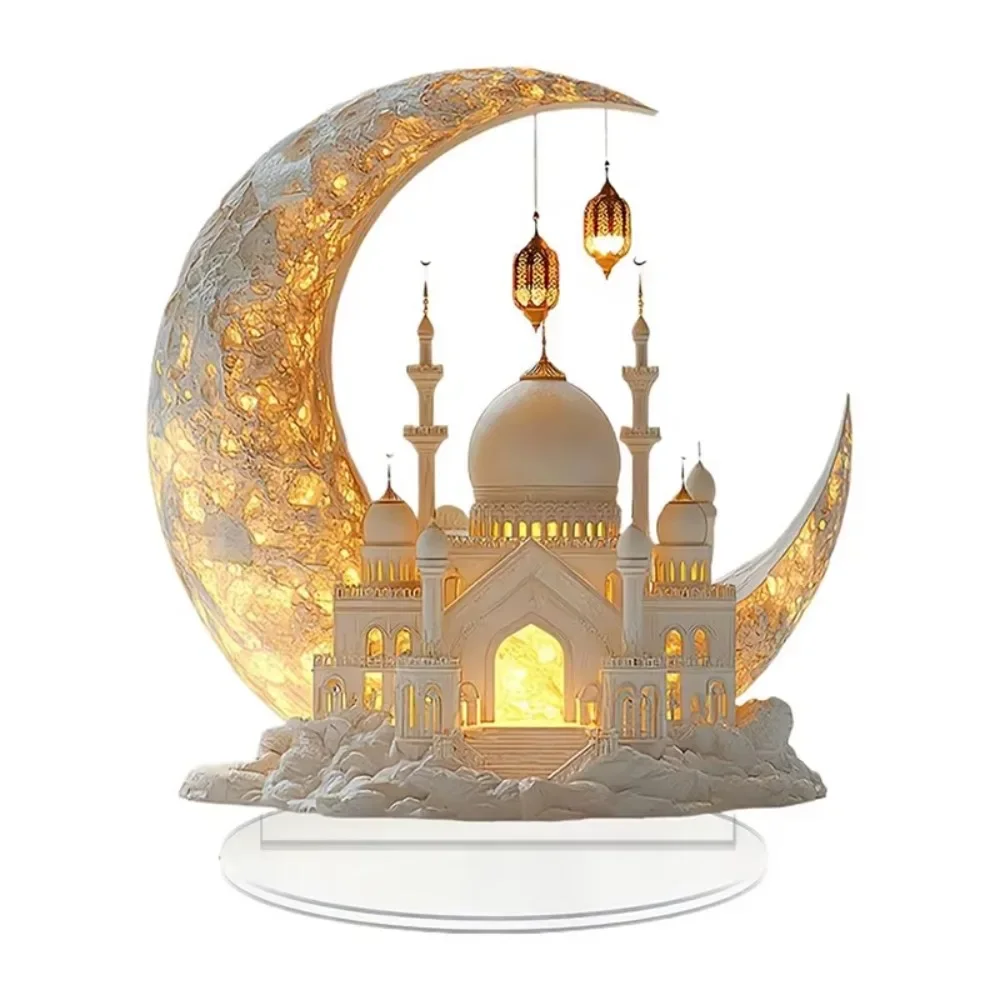 2D Acrylic Ramadan Festival Moon Craft Ornaments Eid Al-fitr Mubarak Decorations Islamic Muslim Home Party Table Gifts