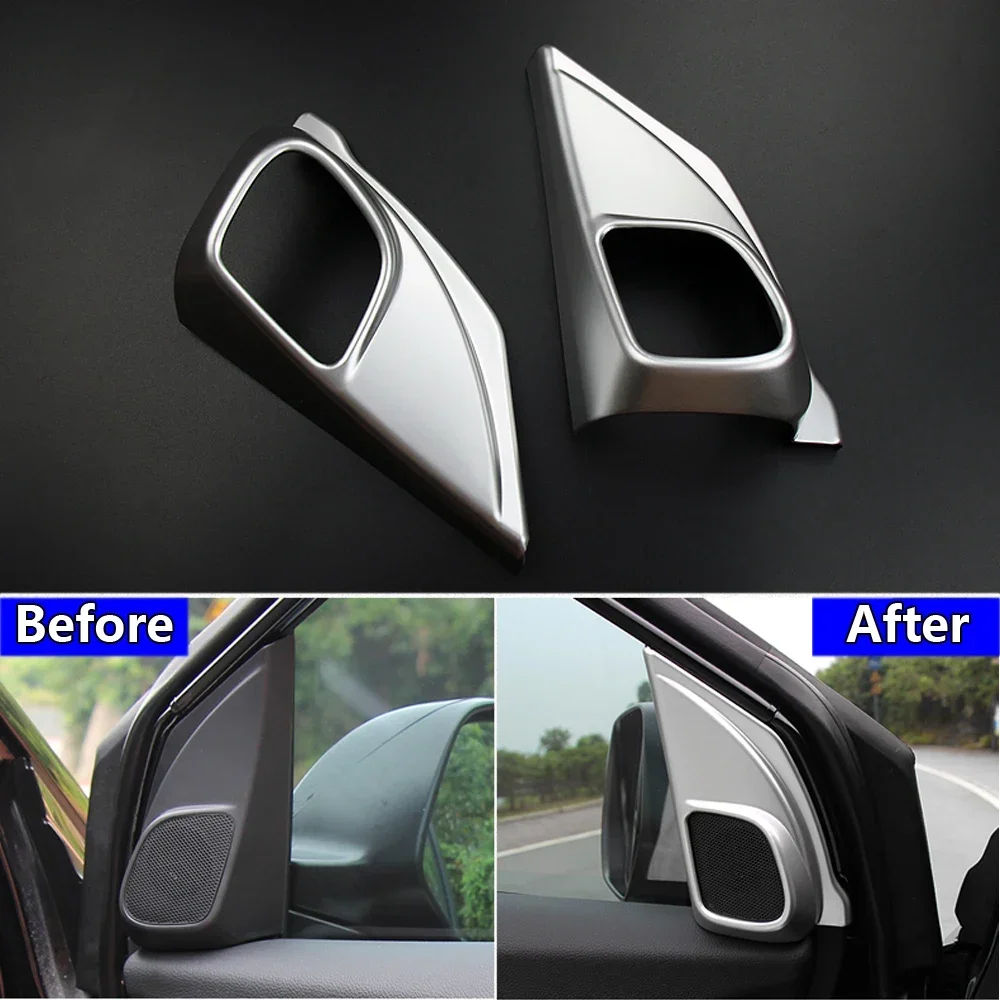A Pair For 2012-2016 Honda CR-V 2013 2014 2015 CRV Matte Chrome Front Audio Speaker Trim Car Inner Audio Ring Cover