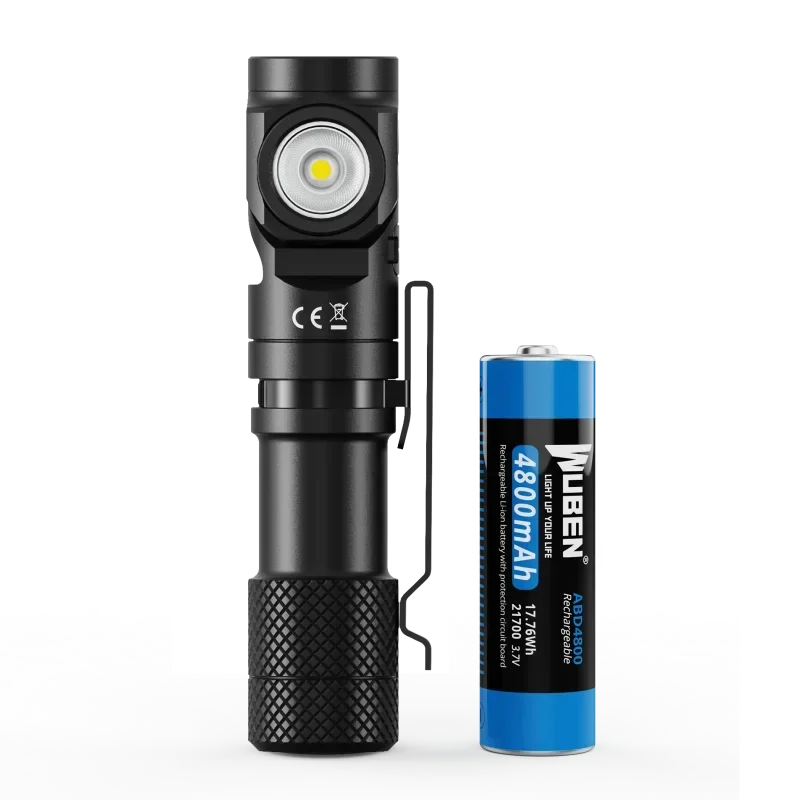 WUBEN L1 2000Lumens Rechargeable Throw, flood, straight, and right-angled Flashlight Wirh Battery