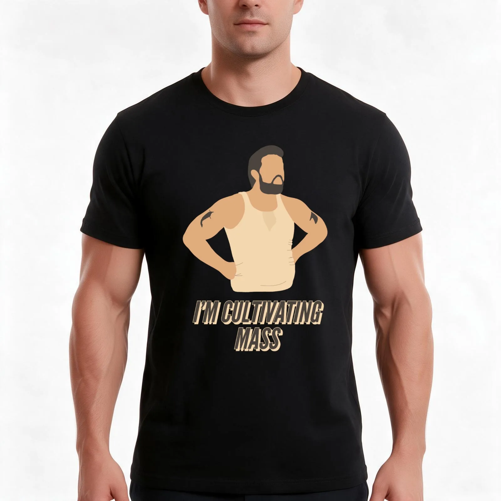 i’m not fat i’m cultivating mass! T-Shirt, Summer Casual Cotton Tee, Oversized Streetwear Tops, Vintage Graphic Print