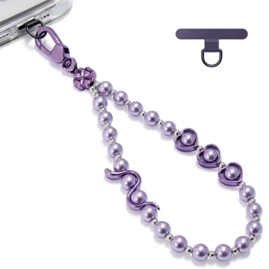 

Phone Charm Strap, Pearl Bracelet Lanyard, Phone Charms for Women, Keychain, Wrist Strap Hands-Free, Compatible with iPhone/Gal