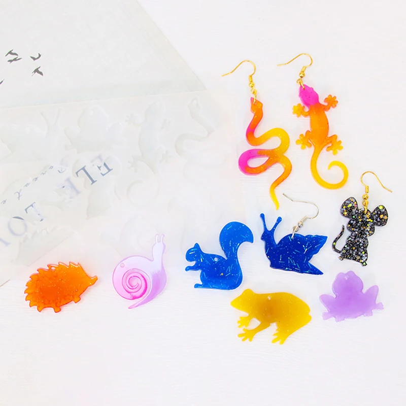 Animal Series Earrings Silicone Mold Cute Cat Penguin Squirrel Shaped Resin Mold DIY Jewelry Pendant Design Moulds Jewelry Decor image 5