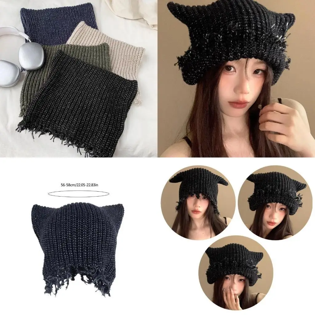 

39BB Trendy Knitted Skullcap Hat Youth Street Styles Hat Versatiles Outdoor Hat