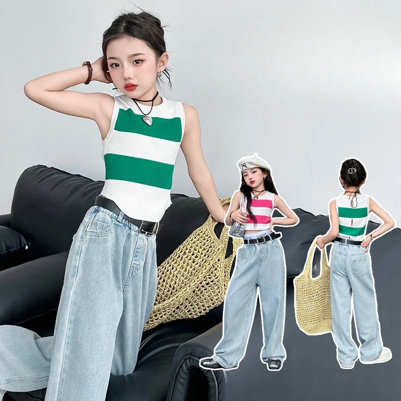 

Girls T-shirt Children 2024 New Spring and Summer Top Clothes Simple Casual Style All-match T-shirt European Fashion Style