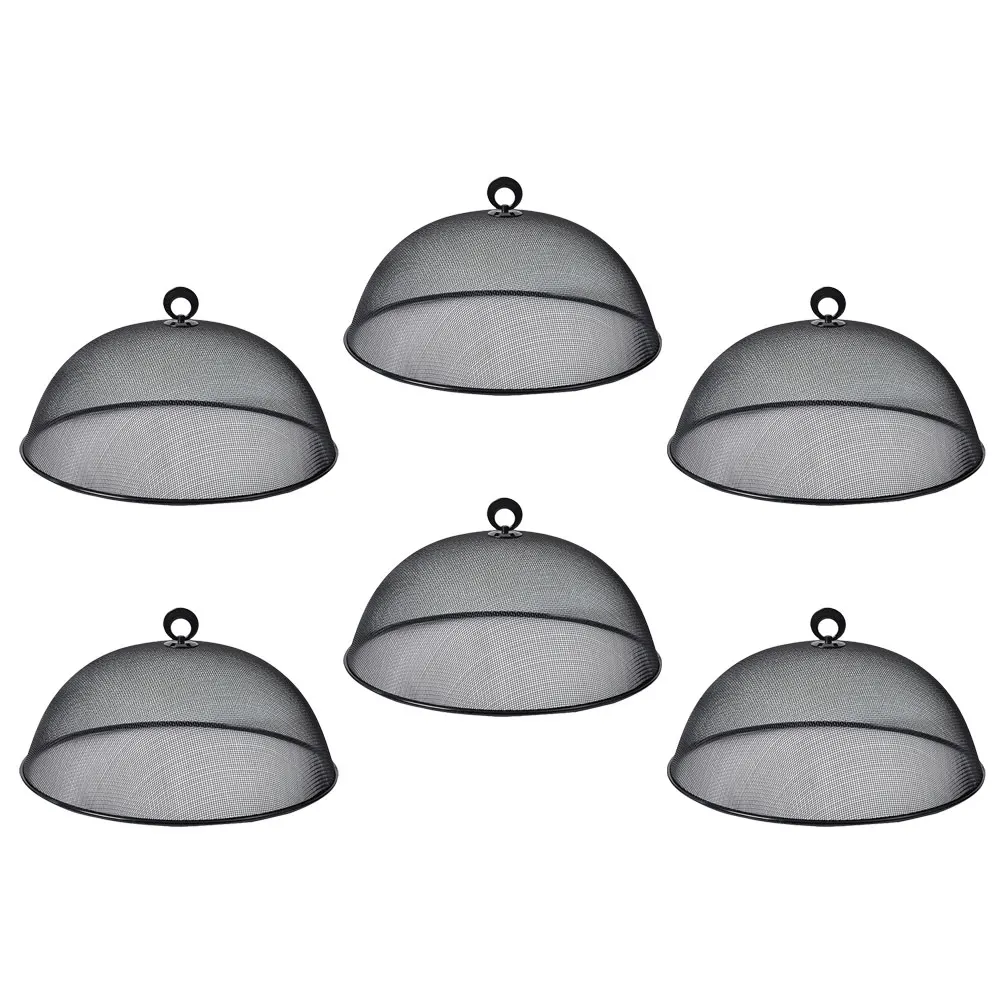 

6pcs Black Iron Food Covers Mesh Dome Tent for Outdoors Camping Picnics Kitchen Restaurant Plates Bowls Utensils Drinks Snacks