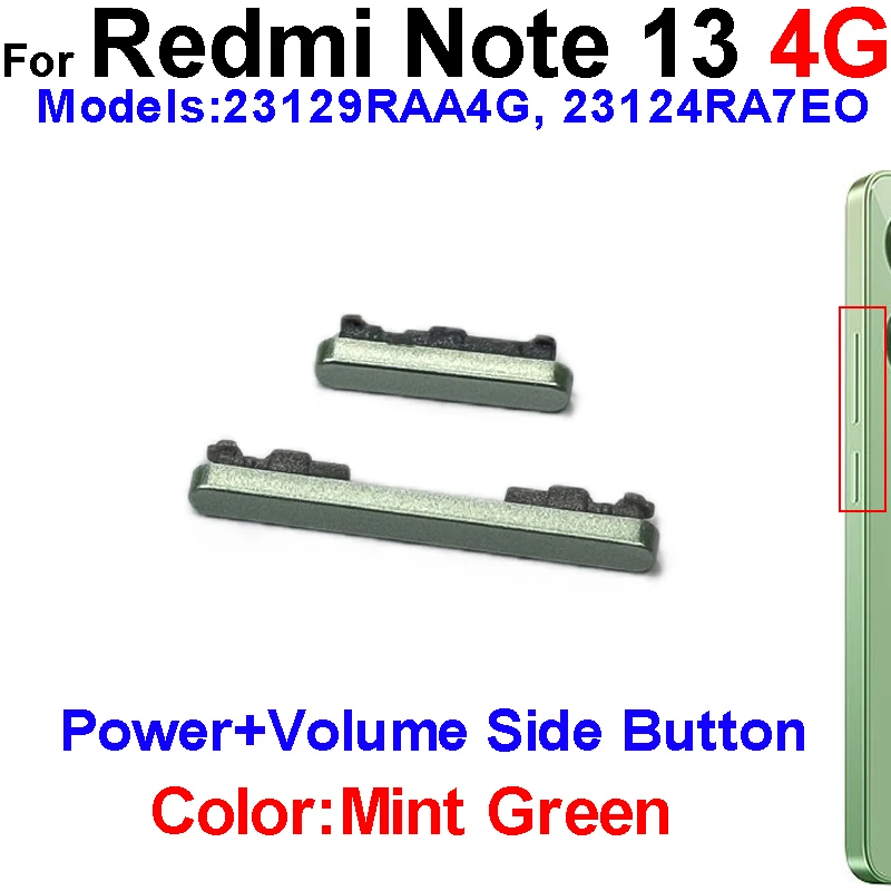 Image of Auf/Ab-Lautstärke-Netzschalter-Taste für Xiaomi Redmi Note 13 13 Pro 4G 5G Power-Seitentasten Ersatzteile