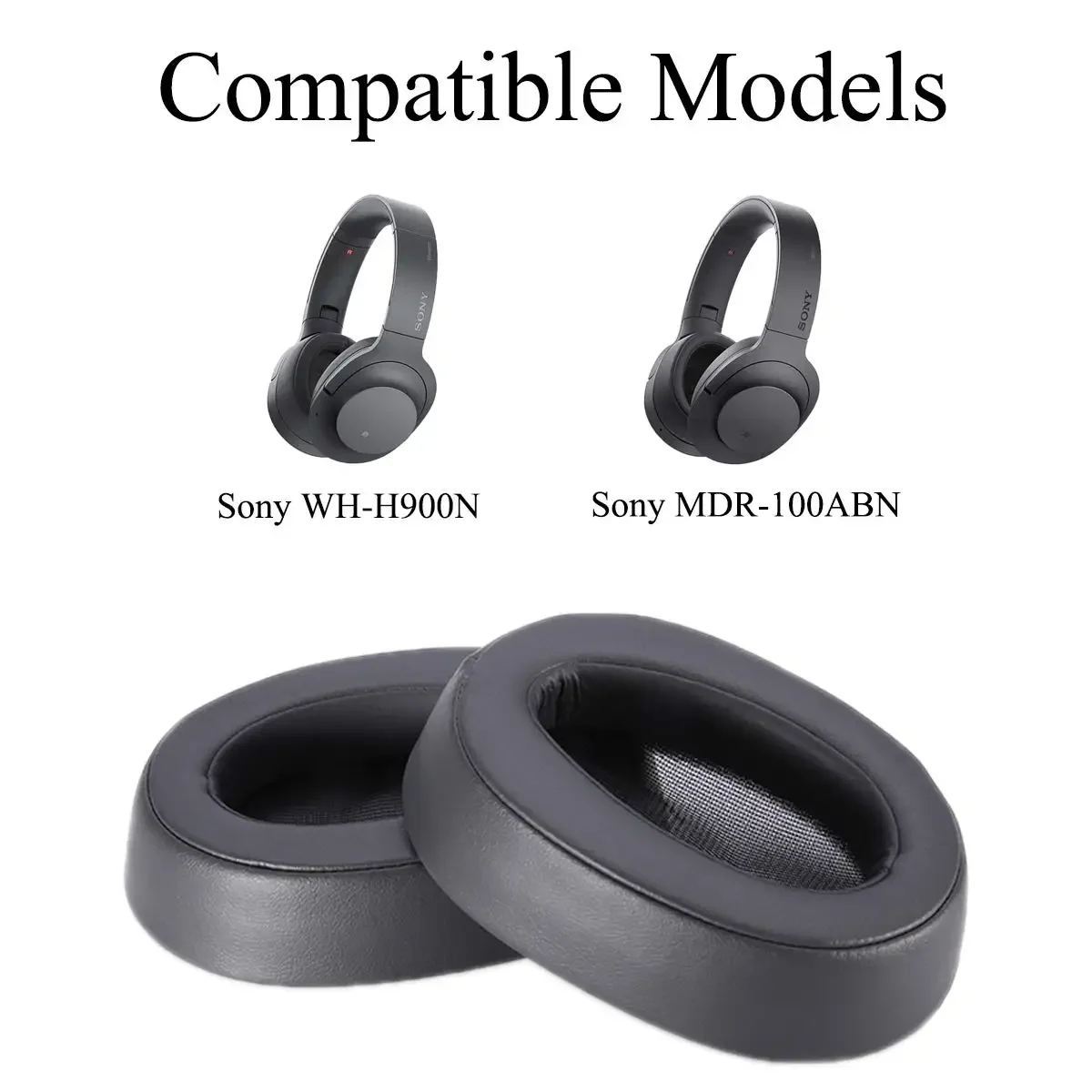 وسائد أذن بديلة من NUNUVV لسماعات الرأس Sony MDR-100ABN WH-H900N وسادات إسفنجية الذاكرة الناعمة/قطع غيار وسادات الأذن،
