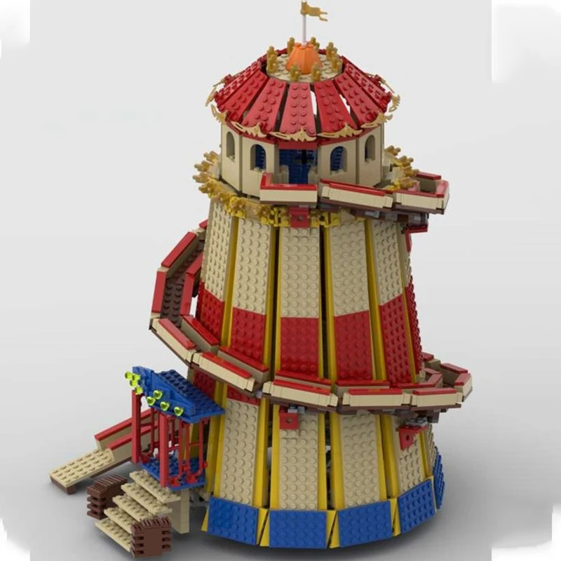 

1437 шт. MOC Fairground Helter Skelter строительные блоки Рождественский подарок вдохновляет неограниченное количество креативных строительных наборов