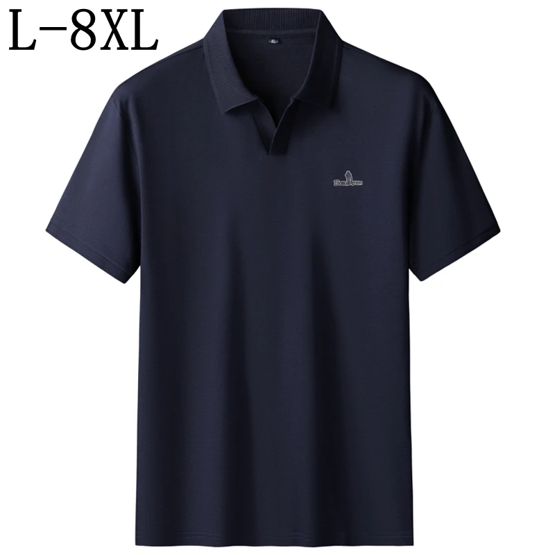 

Мужская рубашка поло 8XL 7XL 6XL, новинка 2026 года, летняя, класса люкс, из 98% хлопка, с коротким рукавом, отложным воротником, модная, с принтом