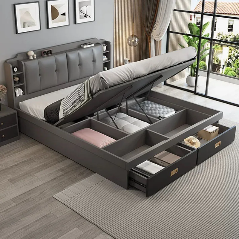 Floor Luxury Bed Double Queen Frame Wooden Design Beauty Princess Sleeping Bed Full Girls Letto Matrimoniale Salon Furniture