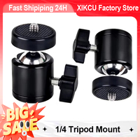 1/4 Hot Shoe Tripod Mount Action Camera Head Ball Adapter Cradle Ball Head Lock LED Light Flash Bracket Holder DSLR DV Cameras