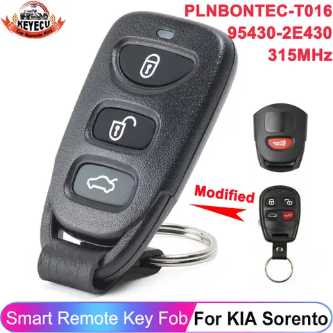 KEYECU 3+1 4 버튼 KIA Sorento 2004 2005 2006 업그레이드 된 자동차 원격 제어 315MHz PLNBONTEC-T016 Key Fob P/N: 95430-2E430