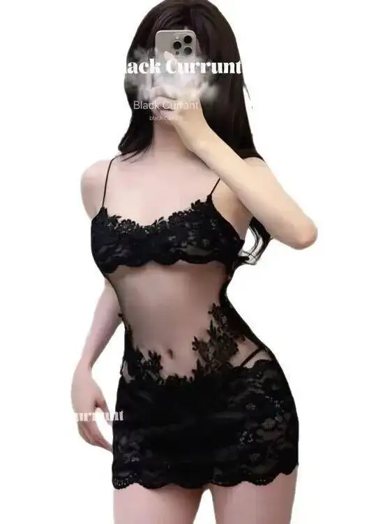 Sexy damesstijl pure mesh kant patchwork riem mini-jurk heet meisje jurk rugloze diepe v bretels mouwloos charmant 4L5J