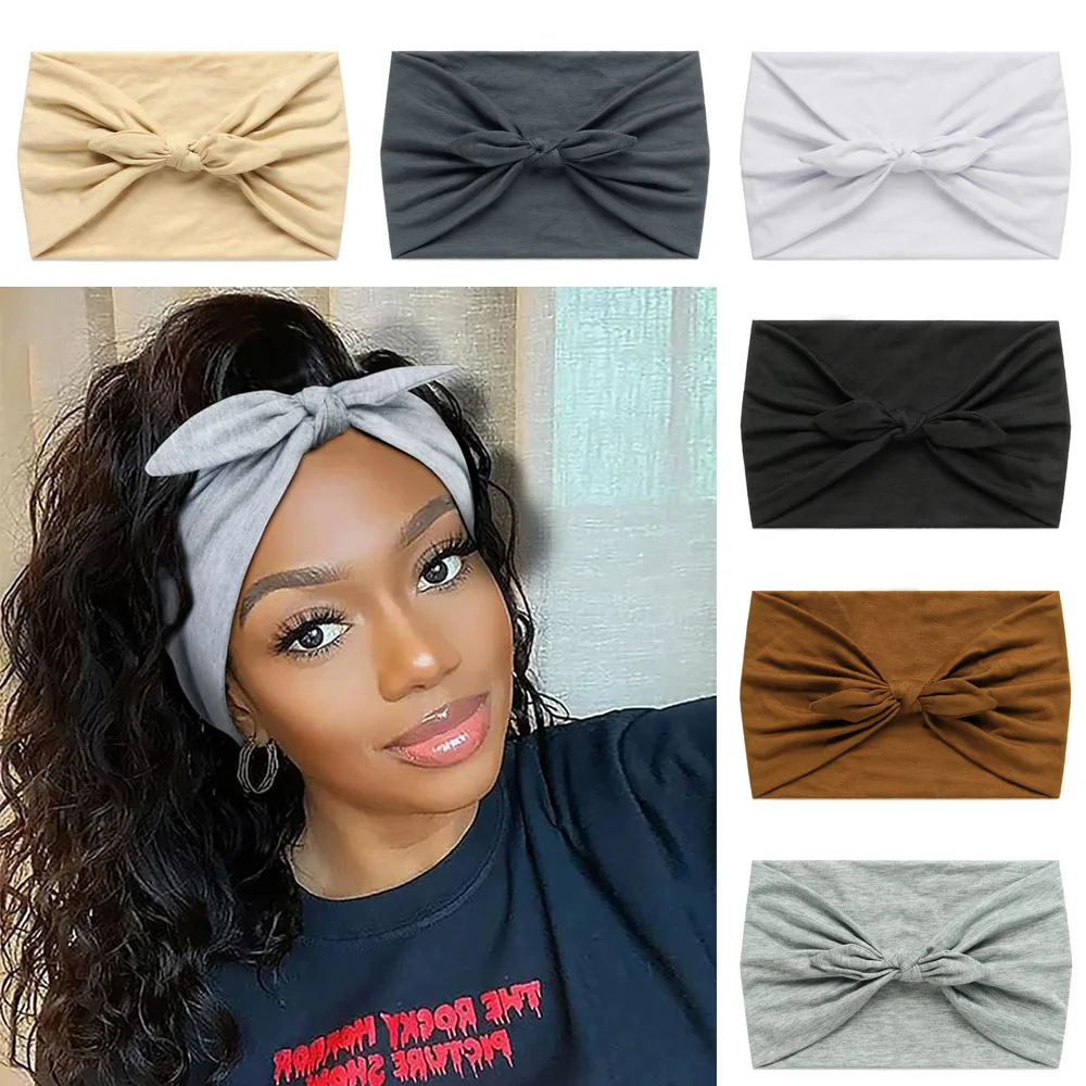 1/3 Stück Damen-Stirnband mit Schleife im Boho-Stil, rutschfest, für Fitness, Yoga, Outdoor, Reisen, Wandern, elastisches Haarband – Detail 1