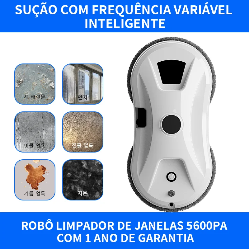 Window Cleaning Robot with Auto Water Spray. 5600Pa Strong Suction, Remote Control, One-Touch Start.