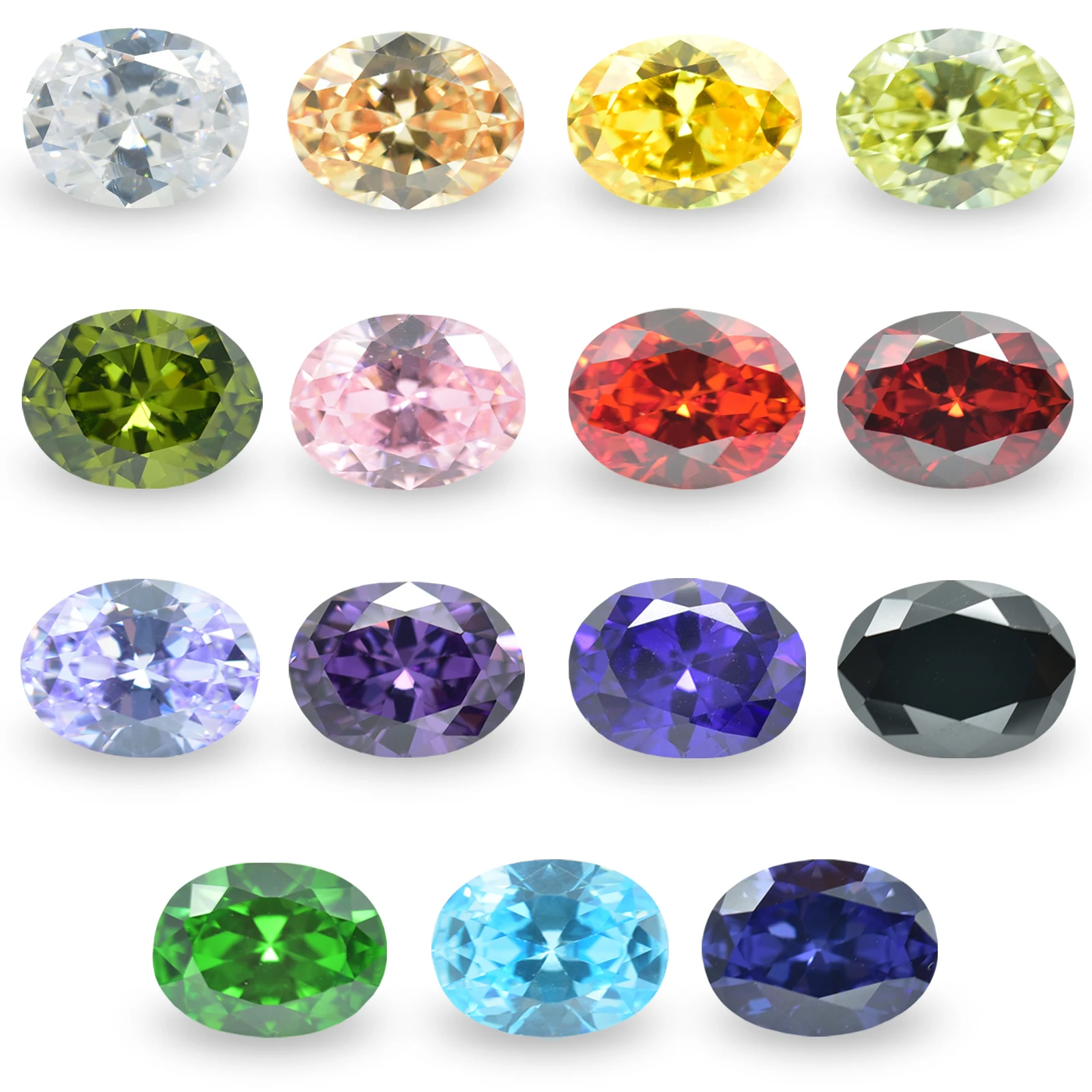 

Cubic ZirconiaStone Multicolor 2x3~13x18mm Oval Shape Brilliant Cut Loose CZ Stones Synthetic Gems Beads For Jewelry AAAAA