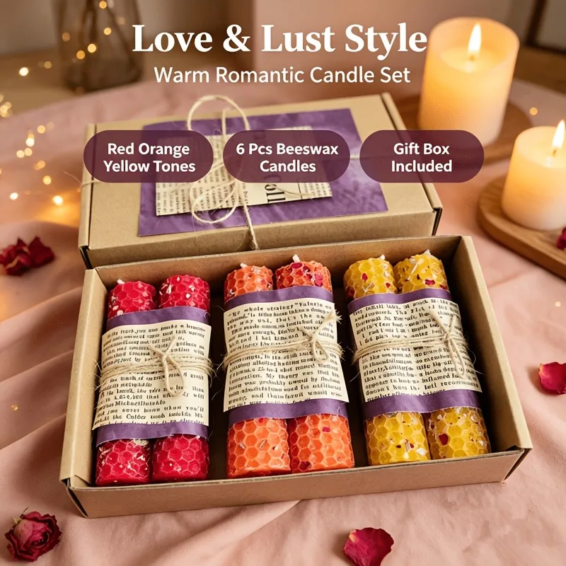 Pack of 6 with 3 color combinations, decorative candles, holiday decor, and gift giving