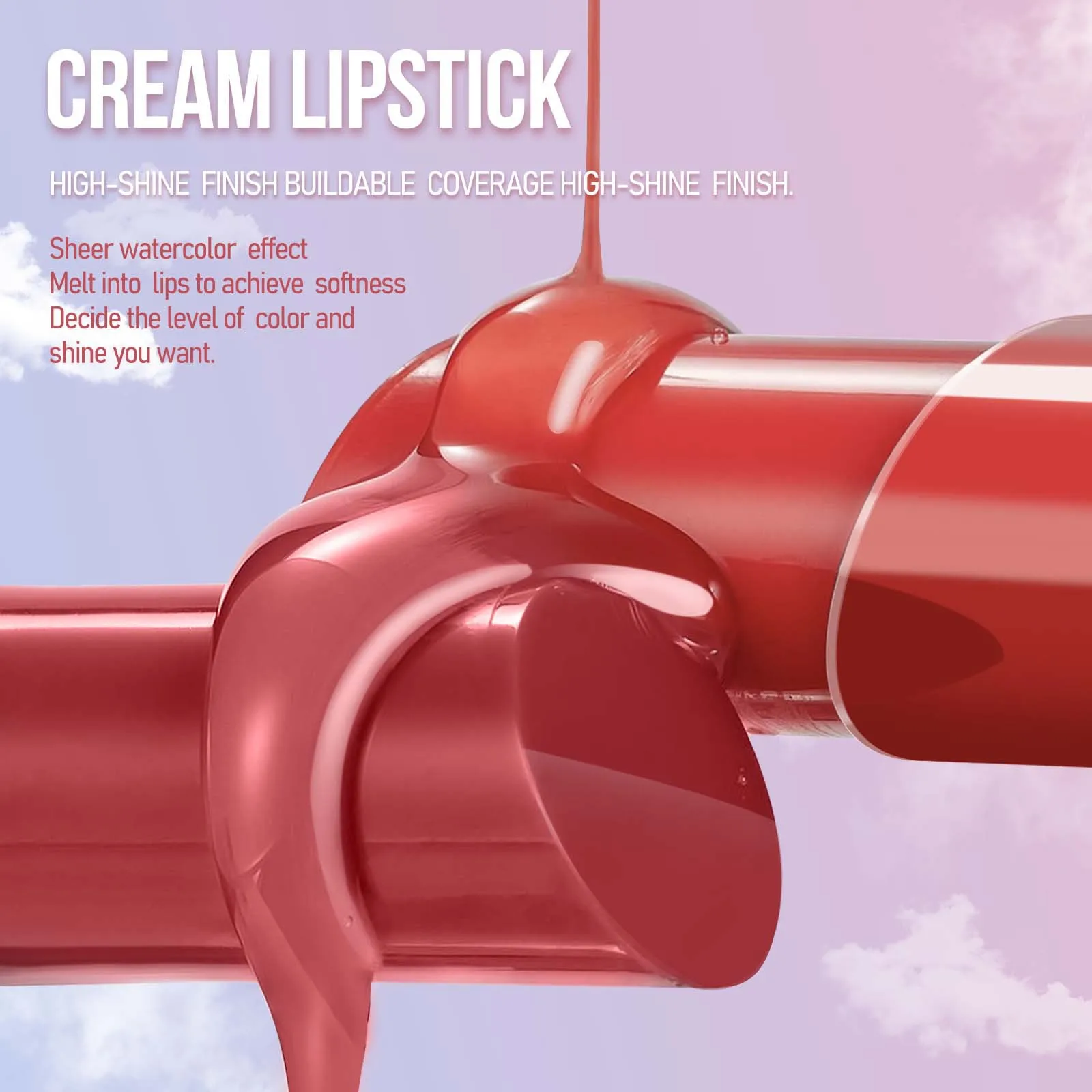 Mlsmile imprensa batom 6 cores espelho água alto brilho brilho labial hidratante natural e fácil cor sólida bálsamo labial