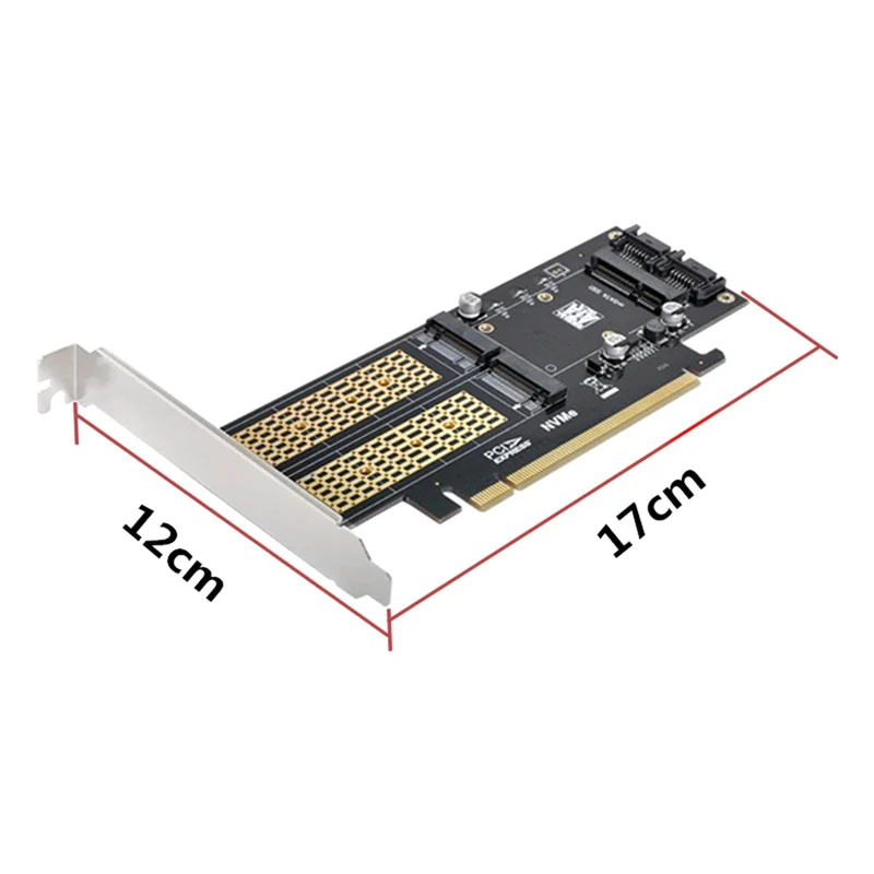 Karta rozszerzająca komputera stacjonarnego 3 w 1 PCIE X16 do M.2 M Key NVME SSD+M.2 B Key SATA SSD+MSATA SSD Adapter Card