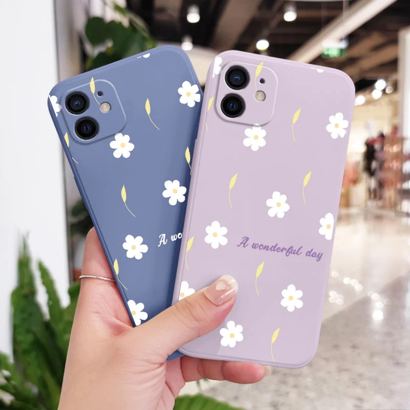 Custodia per telefono Rain Daisy per iPhone 12 11 X XR XS 8 7 SE2 Plus Pro Max Mini Cover in silicone