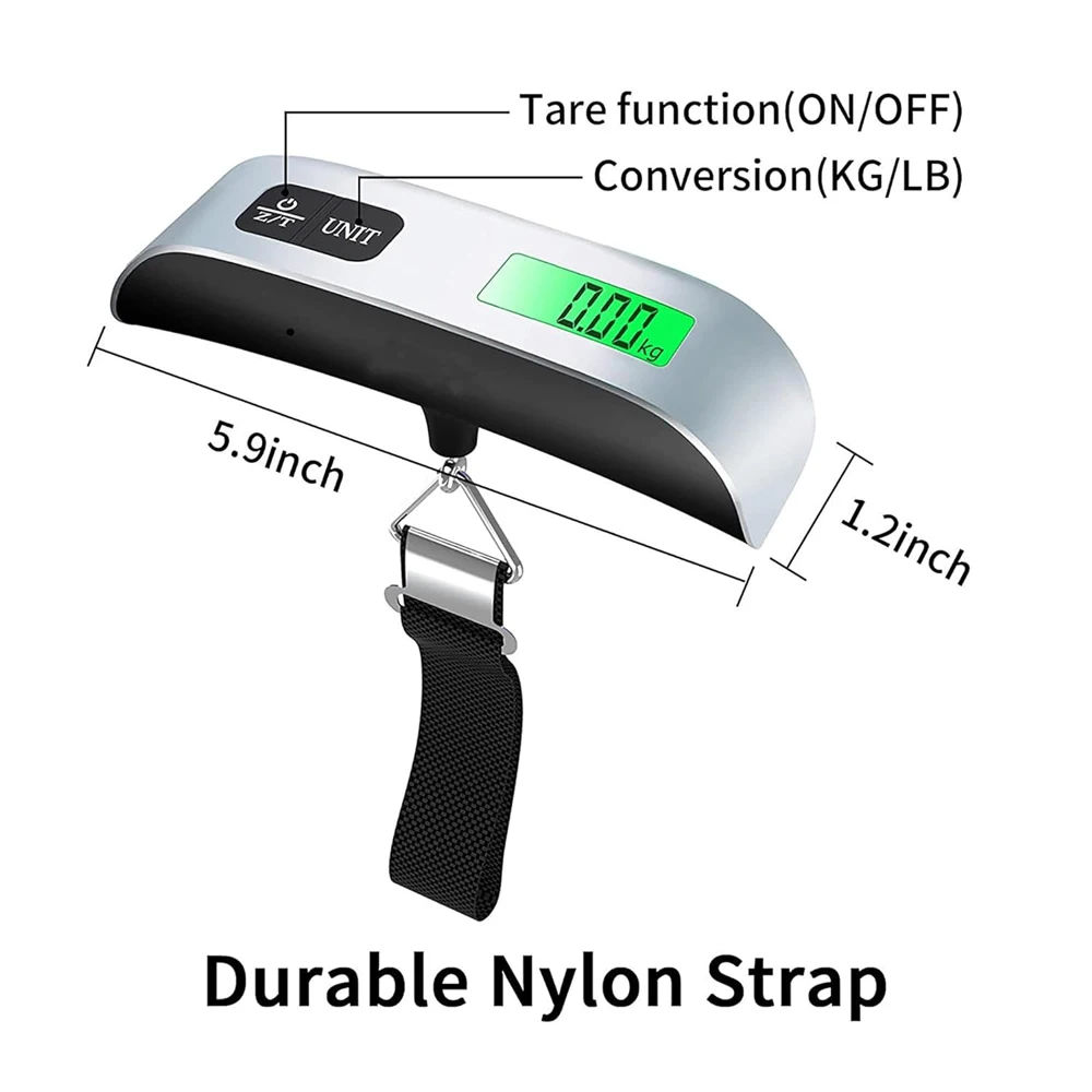 Digital Luggage Scale 110lbs Hanging Baggage LCD Display Portable Suitcase Weighing Scale Travel Luggage Weight Scale Tool