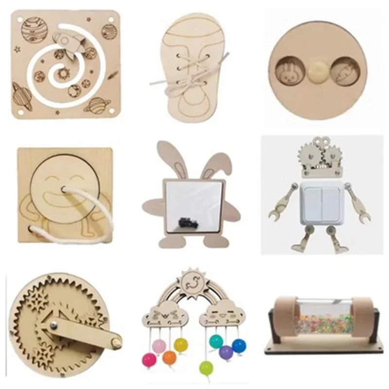 Planche occupée Montessori, accessoires en bois, bricolage, rouleau de circulation, jouet mural, paquet de matériel d'entraînement, jouet éducatif pour enfants, cadeau