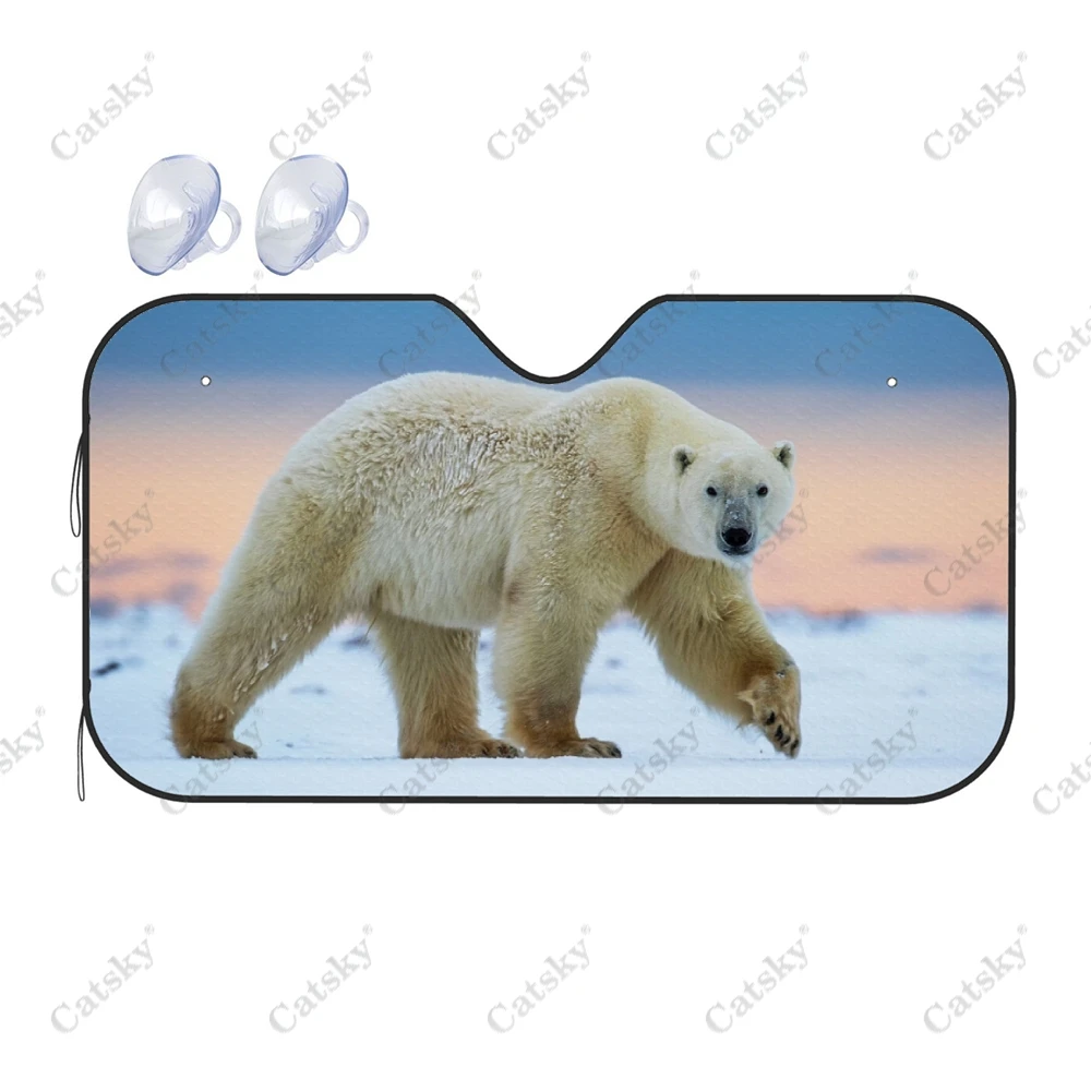 Animal Polar Bear Car Interior Accessories Front Windshield Sunshade Foldable Auto Sun Visor Covers Solar Protection UV for SUV