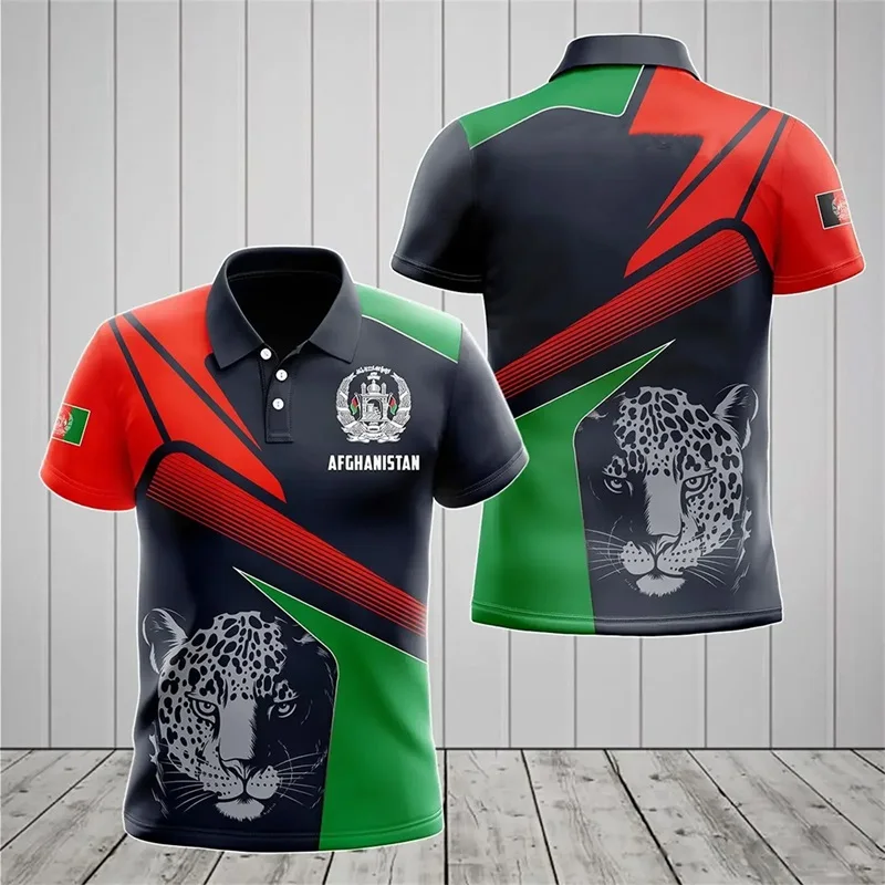 Afghanistan Flag National Emblem Graphic Polo Shirts For Men 3D Printed Casual Short Sleeve Plus Size T Shirt Streetwear