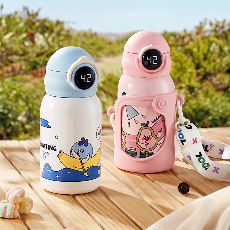 OUYUN Toddler-Friendly Smart Cup with Digital Temperature Display Vacuum Insulated Stainless Steel Keeps Drinks Hot or Cold