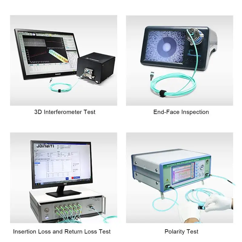 MPO-MPO OM3 8 코어 다중 모드 광섬유 점퍼 패치 코드, QSFP + 트랜시버 애플리케이션